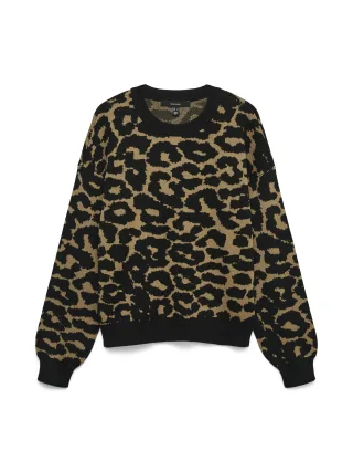 VERO MODA - VMSILJEANIMAL LS O-NCK PULLOVER GA NOOS Tigers Eye - Gr. - M