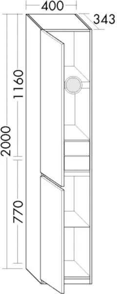 Burgbad Hochschrank Lin20 Acryl/Lack Matt 2000x400x345 Perlgrau Solid Matt, HSPN040RF6513 HSPN040RF6513