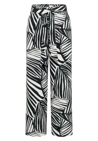CECIL - Wide Leg Hose mit Print und Gürteldetail palm breeze green - Gr. - 28