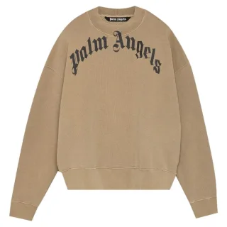 Palm Angels GD-Sweatshirt mit gebogenem Logo in Beige