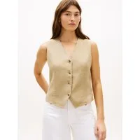Tommy Hilfiger Anzugweste NEW ESS LINEN VEST mit Logo-Stickerei