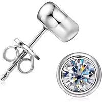 ROUGEMONT Paar Ohrstecker Funkelnde Moissanit Ohrstecker 6,5 mm 1,0ct VVS1 D +Zertifikat, Echtschmuck mit Echtheitszertifikat