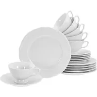 CreaTable Kaffeeservice Maria Theresia Weiss (18-tlg), 6 Personen, Porzellan