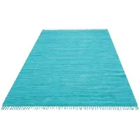 OTTO home Teppich Paul, Handwebteppich, rechteckig, Höhe: 5 mm, reine Baumwolle, Uni, handgewebt, Wendeteppich, mit Fransen, Läufer