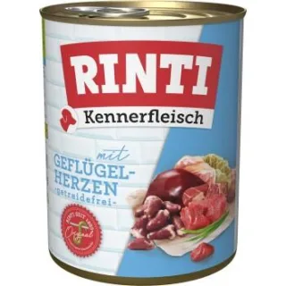 RINTI Kennerfleisch Nassfutter Hund, Adult, Dose, Geflügelherzen 12x800 g