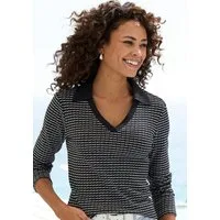 Vivance Langarm-Poloshirt aus strukturierter Strickqualität luftige Strick-Qualität
