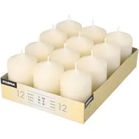 PAPSTAR Stumpenkerze Stumpenkerzen Ø 40 mm, 60 mm elfenbein Ivory mit Flachkopf 12 Stk