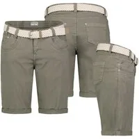 Stitch & Soul Bermudas Damen Short Bermuda kurze Hose Sommer Chino Stoff Hose mit Gürtel