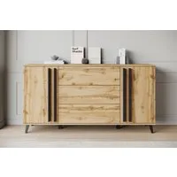 Home affaire Sideboard Helsinki, Kommode mit 2 Türen und 3 Schubladen, Breite 150 cm (1 St), Push-to-Open-Schubladen, höhenverstellbare Einlegeböden
