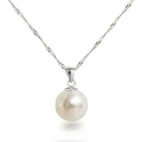 Schöner-SD Kette mit Anhänger 12mm Perle Silberkette mit Perlenanhänger groß (inkl. Schmuckbox), 925 Silber