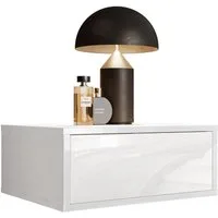 Lookway Nachttisch BLANCO Hängender Nachttisch mit LED Beleuchtung (1x Nachttisch), Breite: 45 cm
