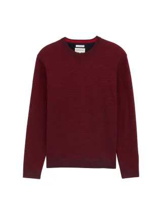 Tom Tailor - Strickpullover aus Baumwolle samba red navy twotone - Gr. - XXL