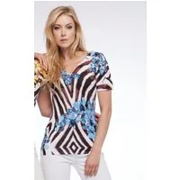 Passioni T-Shirt mit Zebraprint und Blumen