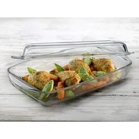 Pasabahce Auflaufform Pasabahce Borcam Ofenschale mit Abdeckung rechteckig 2 Liter, Borosilikatglas