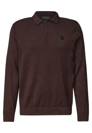 Street One - Langarm-Poloshirt braun - Gr. - L