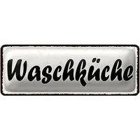 Roomando Metallschild Blechschild Waschküche 27x10cm Waschen Küche Haus Dekoration