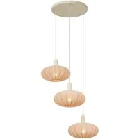 Qazqa Pendelleuchte Bida, ohne Leuchtmittel, Warmweiß, QAZQA Hängeleuchte, e27, Beige, Textil, Japandi