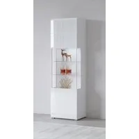 OTTO home Vitrine Toledo,Höhe 204 cm trendige Glasvitrine mit dekorative Fräsungen Standvitrine ohne Beleuchtung, viel Stauraum, hochglanz Front MDF