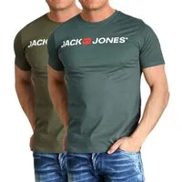 Jack & Jones T-Shirt Bequemes Logo-Shirt mit Printdruck (2er-Pack)