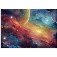 Wallarena Fototapete Kosmos Planeten - Mehrfarbig - Kinder - Vlies - Schlafzimmer, glatt, (8 St), 400x280cm