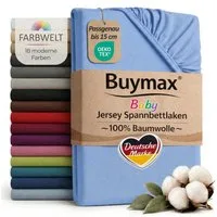 Buymax Spannbettlaken Babybett Kinderbett 60x120cm 70x140cm, Jersey 100% Baumwolle, Gummizug: Rundumgummi, (1 Stück), bis 15 cm Matratzenhöhe, weich, atmungsaktiv, hautfreundlich