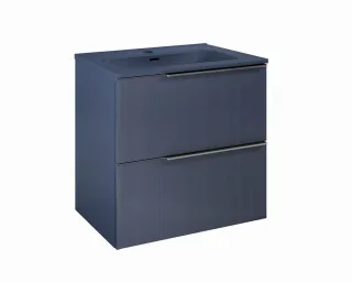 Cosmic Wish Unterschrank 2 Schubladen mit Keramik-Waschbecken , Blau Matt, WJC780M3060126 WJC780M3060126