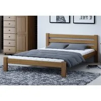 Home Collective Holzbett Einzelbett Massivholz Bett mit Massive Bettbeine & Lattenrost, 210x132x72 cm, Eiche