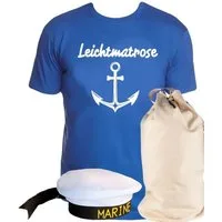 coole-fun-t-shirts Kostüm Matrosen Kostüm Set Leichtmatrose T-Shirt + Matrosenmütze + Sack