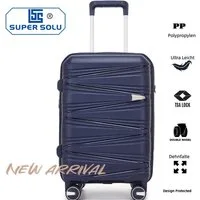 Super Solu Hartschalen-Trolley Polypropylen Handgepäck 55cm Koffer Hartschale Leicht Erweiterbar, 4 Rollen, 360° drehbar, Marineblau, Robuster Reisekoffer mit TSA-Zahlenschloss