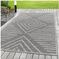 SIMPEX24 Outdoorteppich Gestreift Design, Läufer, Höhe: 7 mm, Outdoor Teppich Gestreift Design Wetterfest für Terrasse Balkon Küche