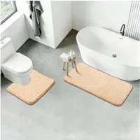 HOMELUX Badematte Badgarnitur 2-teilig mit Ausschnitt, weich & rutschfest, 2BL58, Größe: 50x80cm+40x50cm