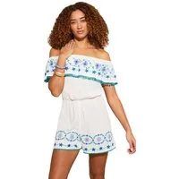 Love & Roses Playsuit Love & Roses Bardot-Playsuit + Stickerei, Regular (1-tlg)