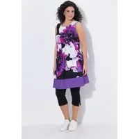 Ulla Popken Minikleid Jerseykleid Bordüre Rundhals ärmellos Taschen