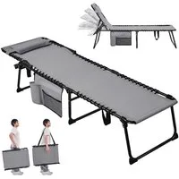 Yaheetech Feldbett 5-Stufig Verstellbarer Liegestuhl Klappbar & Tragbar Klappbett Gartenliege bis 120kg belastbar, klappbar
