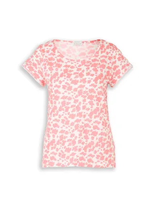 Tom Tailor - T-Shirt aus Baumwolle coral pink ginkgo minimal - Gr. - XXL
