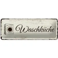 Femer GmbH Metallschild Hinweis 27x10 cm Waschküche nostalgisches, (1 St), gewölbte Oberfläche, abgerundete Ecken, umgeschlagene Kanten
