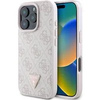 Guess Handyhülle GUESS iPhone 16 Pro Max Strass Triangle Logo Hülle Cover rosa