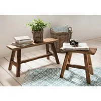More2Home Sitzhocker Deko-Bank, RANCH-M, Teakholz, 90 cm breit