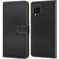 Numerva Handyhülle Bookstyle Etui Handytasche Schutzhülle für Samsung Galaxy A12, Klapphülle Flip Cover Schwarz