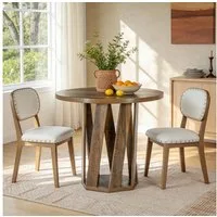 Tribesigns Esstisch runder Esstisch für 2-4 Personen, 80 cm rustikaler Küchentisch (1 x Esstisch 1 x Zubehörpaket 1 x Anleitung), aus Holz im Landhausstil, ideal für Esszimmer und Wohnzimmer