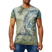 R-NEAL T-Shirt T-Shirt Verwaschen Regular Printed Oil Washed Roundneck S M L XL XXL