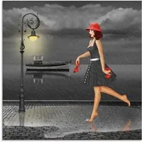 Artland Glasbild Tanzen im Regen, Frau (1 St), in verschiedenen Größen