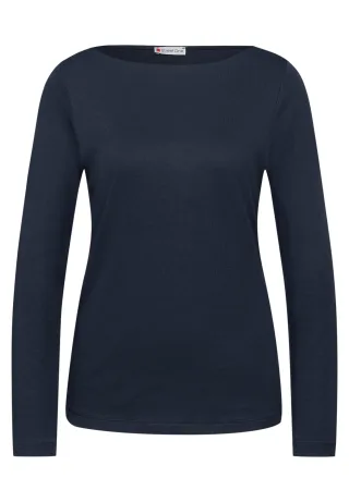 Street One - Basic Langarmshirt deep blue - Gr. - 42