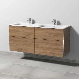 Sanipa 3way Waschtischunterbau zu Geberit Renova Plan Slim Waschtisch mit 4 Auszügen, Eiche-Kansas BR68959