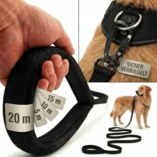 HUND IST KÖNIG ® Hunde Schleppleine mit Sicherheitskarabiner & gepolsterter Handschlaufe 20 m