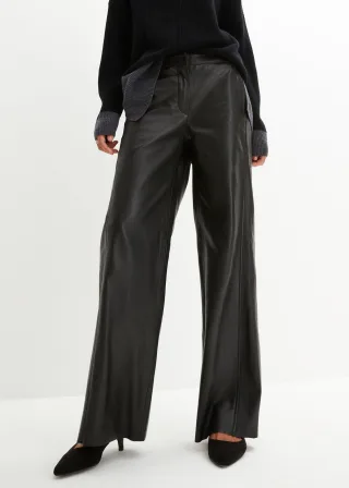bonprix Lammnappa-Marlenehose, schwarz, Gr.50, Moderne und edle Marlene-Hose aus Lammnappa, mit Kniefutter, aus Nappaleder