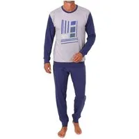 Normann Pyjama Normann Herren langarm Schlafanzug mit Bündchen und edlen Frontprint