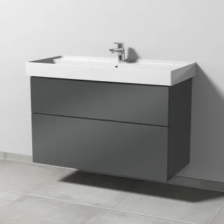 Sanipa 3way Waschtischunterbau zu Villeroy & Boch Collaro Waschtisch mit 2 Auszügen, Anthrazit-Glanz SF83779