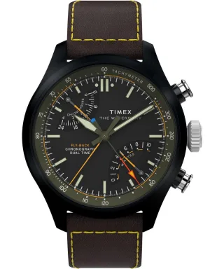 Timex Waterbury Ace Fly-back Braun Herren Armbanduhr TW2Y70100