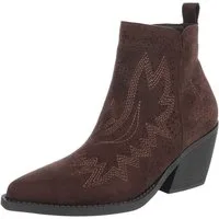 Ital-Design Perforierte Damen Ankle Boots mit bequemem Absatz Westernstiefelette (91154684) Blockabsatz Stiefeletten in Dunkelbraun